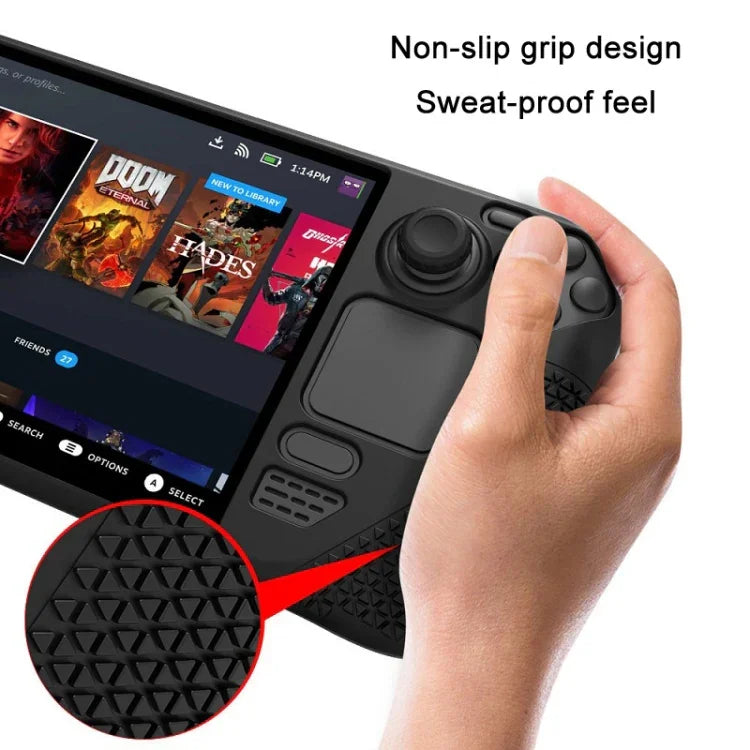 Housse intégrale en silicone avec capuchon de bouton pour Steam Deck, (noir), (bleu), (rouge), (rose)