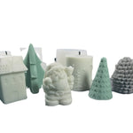 Moule en silicone en gypse pour bougie de Noël DIY, Forme : Père Noël, Sapin de Noël simple, Sapin de Noël triangulaire, Cadeau de Noël, Stéréo simple, Maison de neige 3, Cylindre de Noël simple, Sapin de Noël origami, Sapin de Noël avec 8 cônes