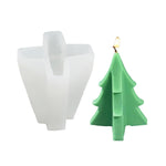 Moule en silicone en gypse pour bougie de Noël DIY, Forme : Père Noël, Sapin de Noël simple, Sapin de Noël triangulaire, Cadeau de Noël, Stéréo simple, Maison de neige 3, Cylindre de Noël simple, Sapin de Noël origami, Sapin de Noël avec 8 cônes