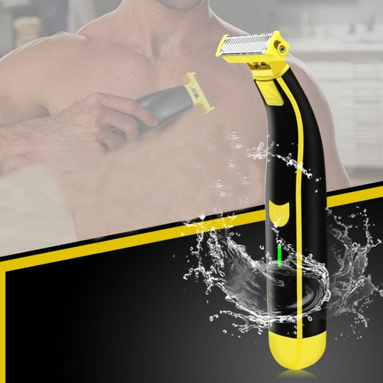 Rasoir Électrique Portable USB Rechargeable pour Homme, Jaune Noir