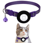 Collier réfléchissant pour chat avec clochette pour AirTag 2e génération / AirTag 1re génération, bleu, violet, noir, rose, orange, vert clair, rose rouge, vert, jaune