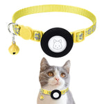 Collier réfléchissant pour chat avec clochette pour AirTag 2e génération / AirTag 1re génération, bleu, violet, noir, rose, orange, vert clair, rose rouge, vert, jaune