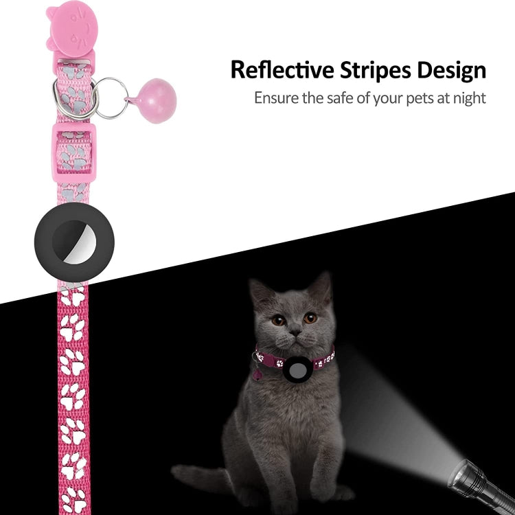 Collier réfléchissant pour chat avec clochette pour AirTag 2e génération / AirTag 1re génération, bleu, violet, noir, rose, orange, vert clair, rose rouge, vert, jaune