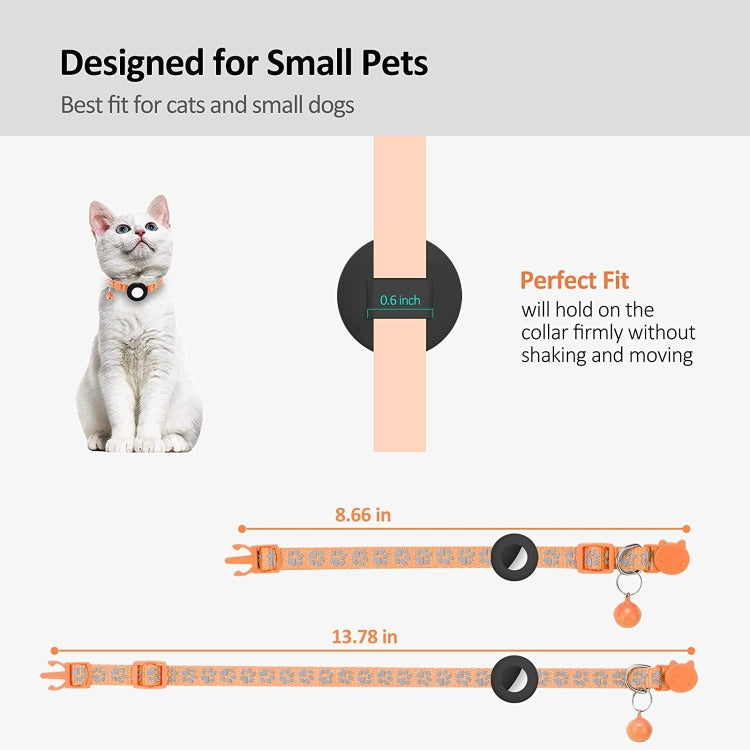 Collier réfléchissant pour chat avec clochette pour AirTag 2e génération / AirTag 1re génération, bleu, violet, noir, rose, orange, vert clair, rose rouge, vert, jaune