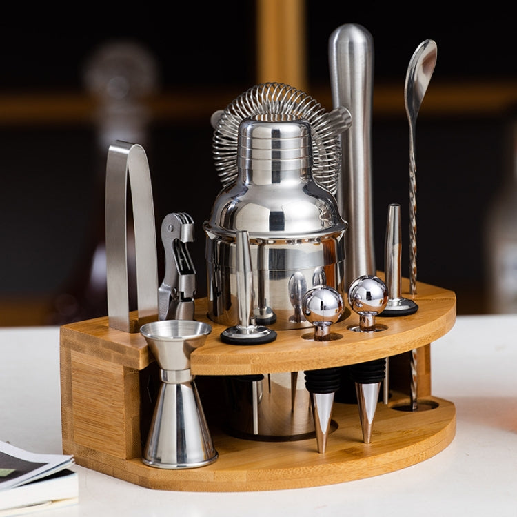 BY-F12 Ensemble de Shaker à Cocktail avec Base en Bois Semi-Circulaire, Spécifications : 350ml, 550ml, 700ml, 750ml