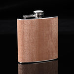 Flacon de hanche 6 oz en bois et cuir avec alcool de whisky en acier inoxydable, style 1, style 2, style 3, style 4, style 5