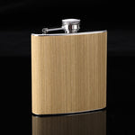 Flacon de hanche 6 oz en bois et cuir avec alcool de whisky en acier inoxydable, style 1, style 2, style 3, style 4, style 5