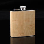 Flacon de hanche 6 oz en bois et cuir avec alcool de whisky en acier inoxydable, style 1, style 2, style 3, style 4, style 5