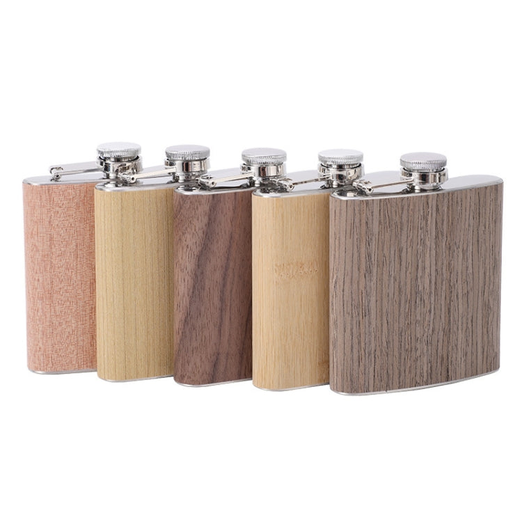 Flacon de hanche 6 oz en bois et cuir avec alcool de whisky en acier inoxydable, style 1, style 2, style 3, style 4, style 5