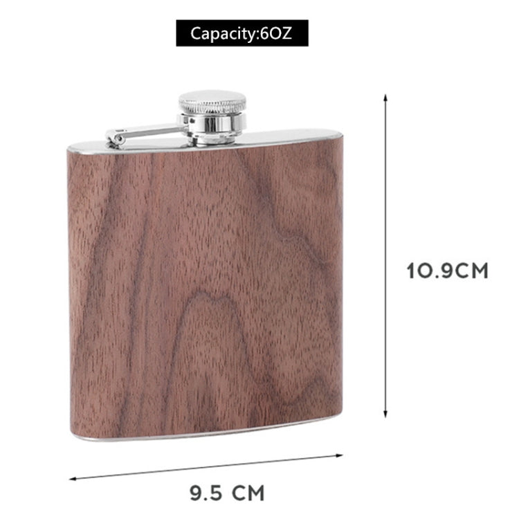 Flacon de hanche 6 oz en bois et cuir avec alcool de whisky en acier inoxydable, style 1, style 2, style 3, style 4, style 5