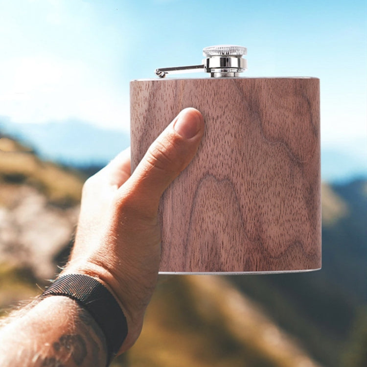 Flacon de hanche 6 oz en bois et cuir avec alcool de whisky en acier inoxydable, style 1, style 2, style 3, style 4, style 5