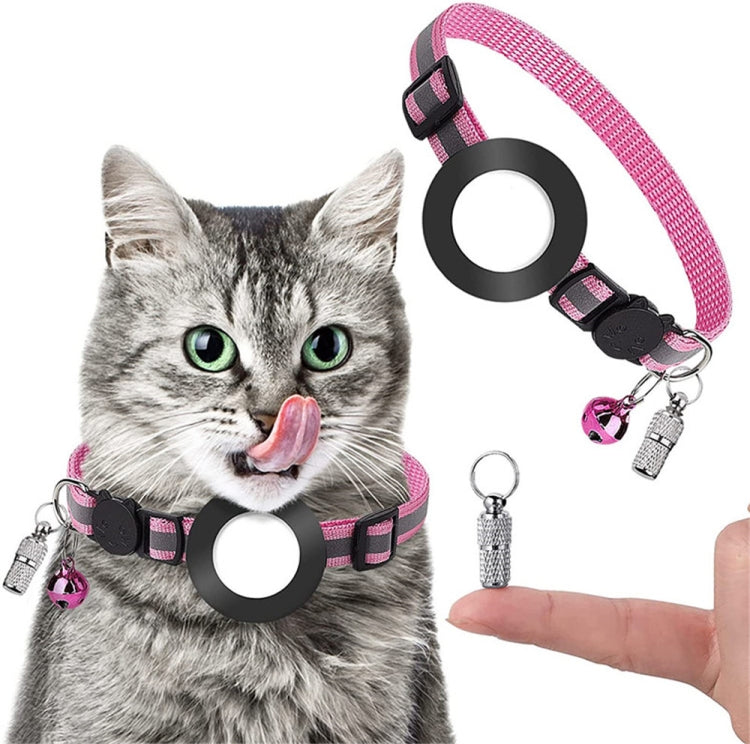 Collier avec pendentif d'adresse anti-perte pour animaux de compagnie avec clochette pour AirTag 2e génération / AirTag 1re génération, vert, violet, noir, rose, orange, bleu