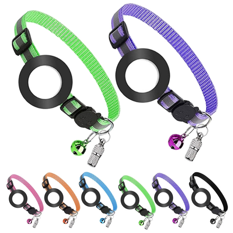 Collier avec pendentif d'adresse anti-perte pour animaux de compagnie avec clochette pour AirTag 2e génération / AirTag 1re génération, vert, violet, noir, rose, orange, bleu