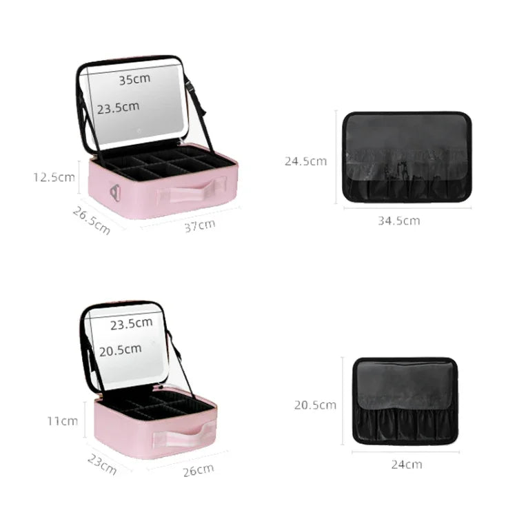 NICELAND TM1060 Trousse de Maquillage Grande Capacité Avec Lampe Portable, Petit Rose, Petit Noir, Grand Rose, Grand Noir