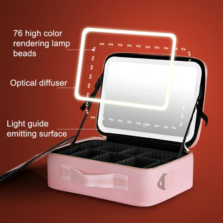 NICELAND TM1060 Trousse de Maquillage Grande Capacité Avec Lampe Portable, Petit Rose, Petit Noir, Grand Rose, Grand Noir