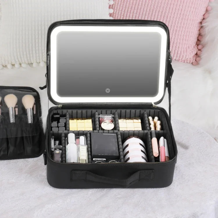 NICELAND TM1060 Trousse de Maquillage Grande Capacité Avec Lampe Portable, Petit Rose, Petit Noir, Grand Rose, Grand Noir