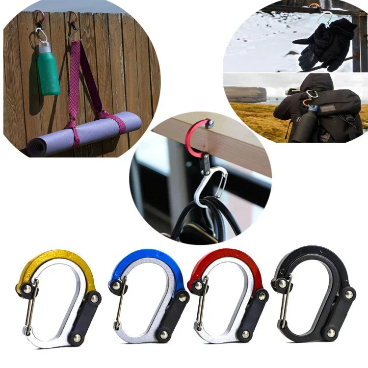 Aluminum Alloy D-type Outdoor Mountaineering Hook, S (Gold), S (Red), S (Black), S (Blue), M (Black), M (Red)