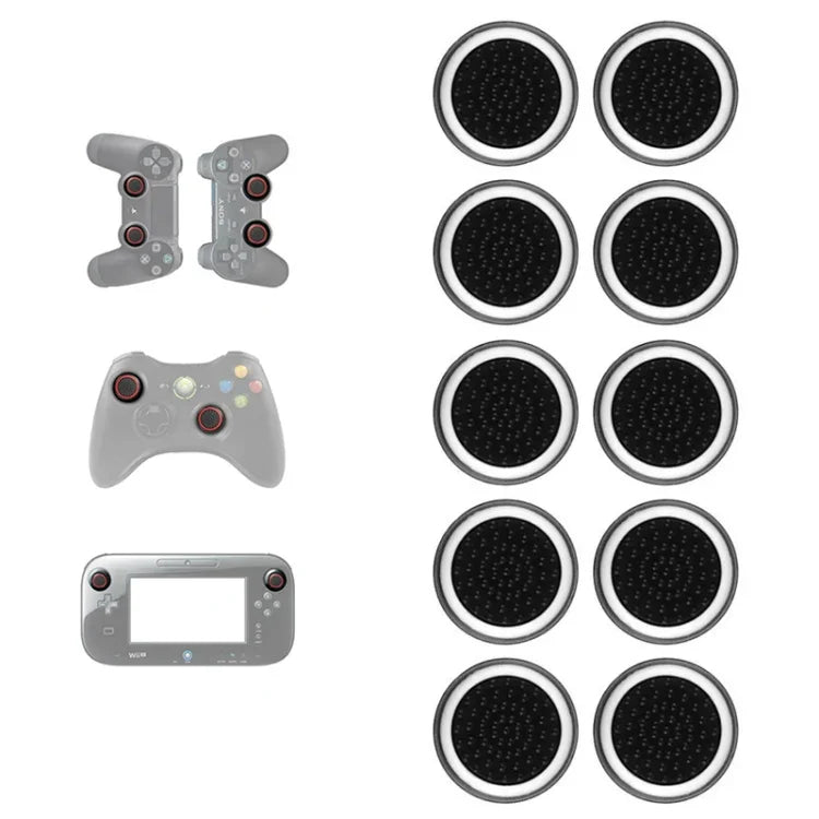 Lot de 10 capuchons de boutons lumineux en silicone pour manettes de jeu PS5/PS4/PS3/ONE/360/PRO/Series X/S