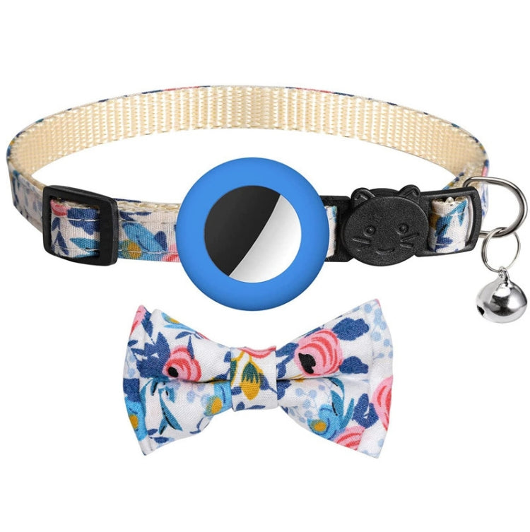 Collier pour animaux de compagnie imprimé anti-perte avec nœud et clochette pour AirTag 2e génération / AirTag 1re génération, jaune, bleu, rose, bleu foncé, orange, vert menthe