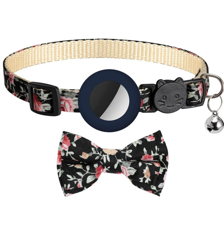 Collier pour animaux de compagnie imprimé anti-perte avec nœud et clochette pour AirTag 2e génération / AirTag 1re génération, jaune, bleu, rose, bleu foncé, orange, vert menthe