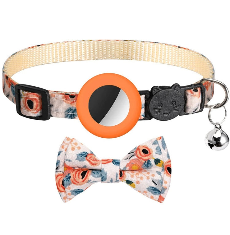 Collier pour animaux de compagnie imprimé anti-perte avec nœud et clochette pour AirTag 2e génération / AirTag 1re génération, jaune, bleu, rose, bleu foncé, orange, vert menthe