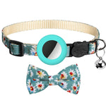 Collier pour animaux de compagnie imprimé anti-perte avec nœud et clochette pour AirTag 2e génération / AirTag 1re génération, jaune, bleu, rose, bleu foncé, orange, vert menthe