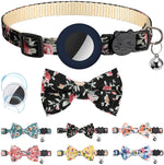 Collier pour animaux de compagnie imprimé anti-perte avec nœud et clochette pour AirTag 2e génération / AirTag 1re génération, jaune, bleu, rose, bleu foncé, orange, vert menthe