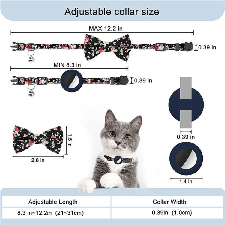 Collier pour animaux de compagnie imprimé anti-perte avec nœud et clochette pour AirTag 2e génération / AirTag 1re génération, jaune, bleu, rose, bleu foncé, orange, vert menthe