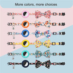 Collier pour animaux de compagnie imprimé anti-perte avec nœud et clochette pour AirTag 2e génération / AirTag 1re génération, jaune, bleu, rose, bleu foncé, orange, vert menthe