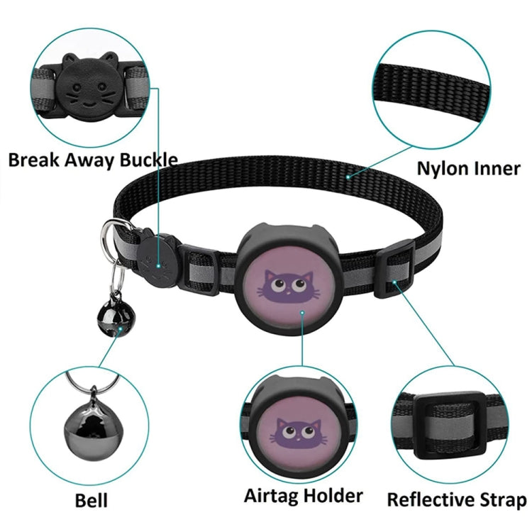 Collier réfléchissant avec clochette pour AirTag 2e génération / AirTag 1re génération, Rouge, Violet, Noir, Rose