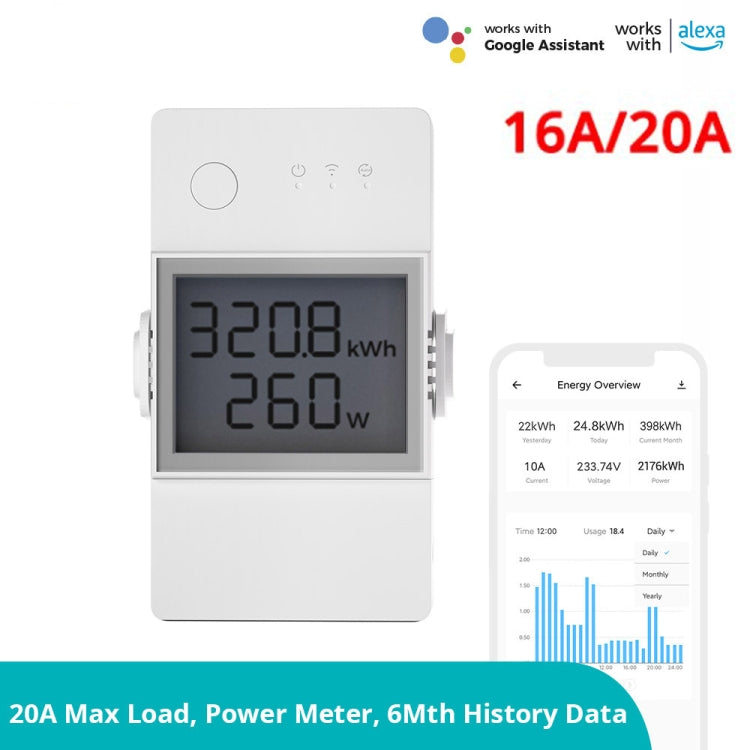 Interrupteur compteur de puissance électrique intelligent Sonoff POW Elite, 16 A, 20 A