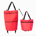 Chariot de courses portable pliable avec roues, rouge, vert, bleu, noir, orange