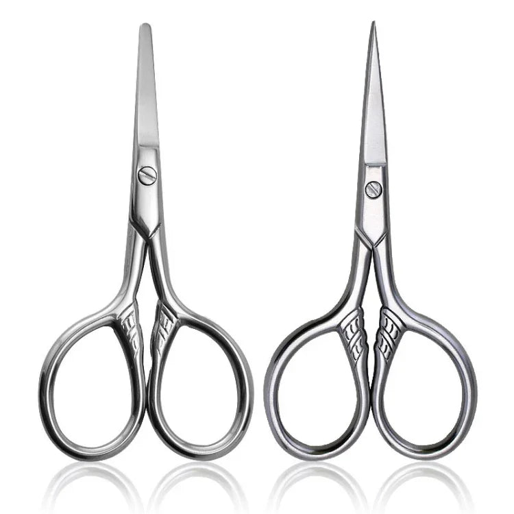 2 ciseaux à barbe, petits ciseaux cosmétiques, petits outils de maquillage, 2 à tête pointue, 2 à tête ronde