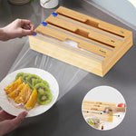 Distributeur de papier aluminium Boîte de rangement en bois pour tiroir de cuisine,Style :, Deux fentes, Trois fentes