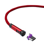 Câble de données magnétique rotatif CC57 pour charge rapide, Style : 1m + Type-C / USB-C + rouge, 1m + Type-C / USB-C + noir, 2m + Type-C / USB-C + rouge, 2m + Type-C / USB-C + noir