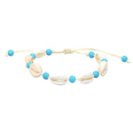 Bracelet coquillage réglable en corde tressée à la main