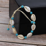 Bracelet coquillage réglable en corde tressée à la main