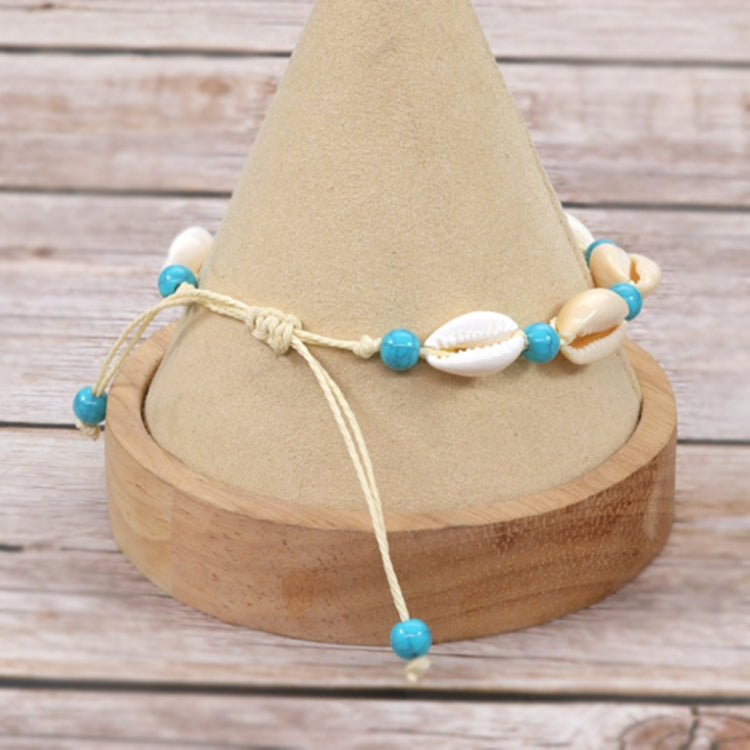 Bracelet coquillage réglable en corde tressée à la main