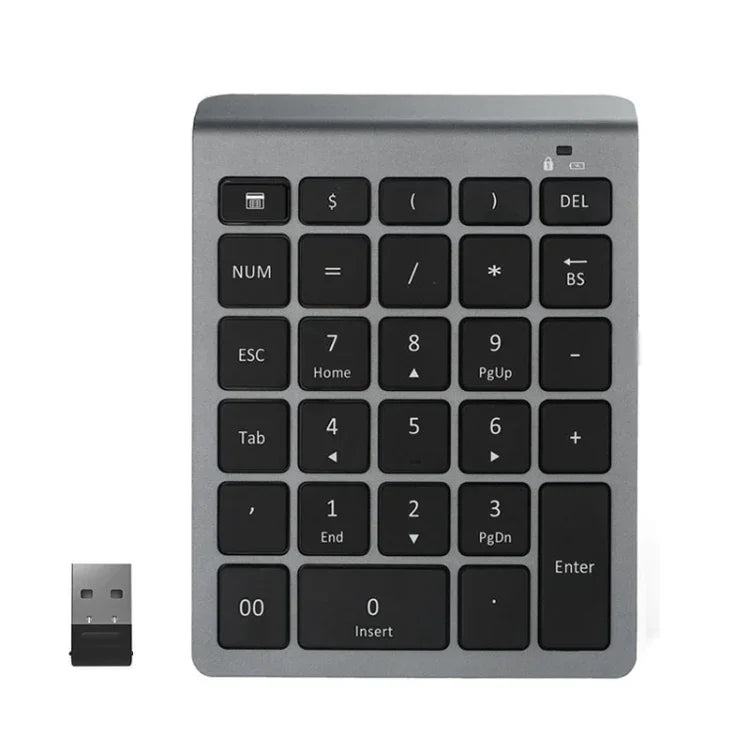 Clavier mini sans fil pour ordinateur portable BT302 à 28 touches, Spécification : Bluetooth (Noir), Bluetooth (Gris), 2.4G (Noir), 2.4G (Gris)