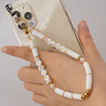Lanière de téléphone portable en poterie douce avec lettres géométriques, chaîne de téléphone anti-perte, RT-K210065A, RT-K210065B, RT-K210065C, RT-K210065D