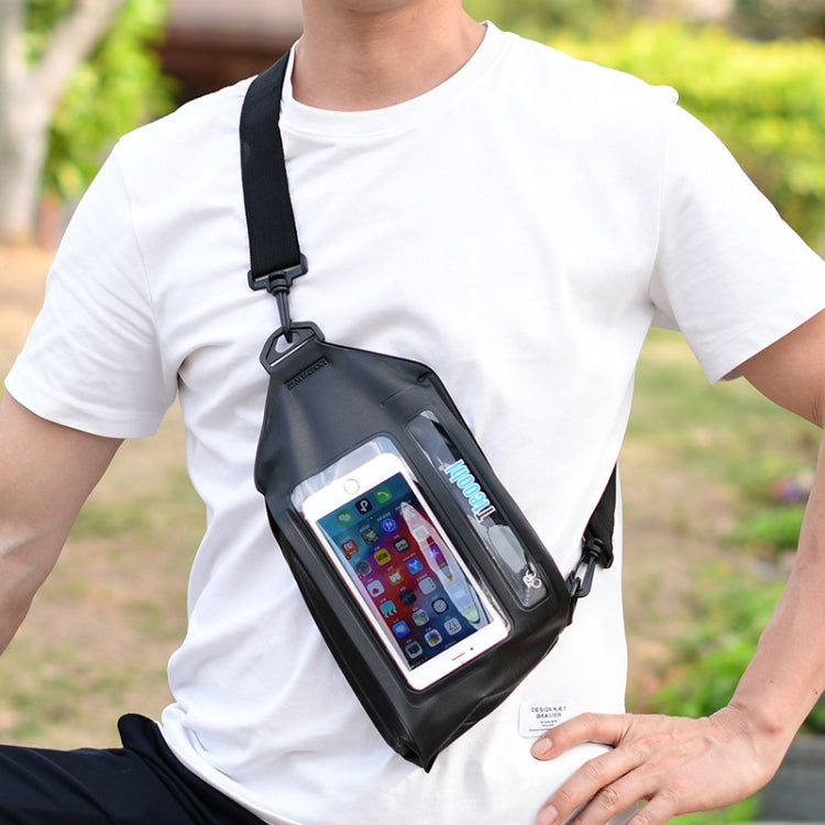 Tteoobl Sacoche de téléphone étanche pour la natation, sac de poitrine à écran tactile,Style :, Modèle à fermeture éclair, Modèle à rabat adhésif