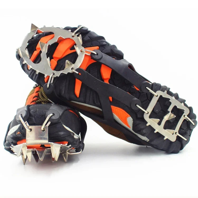 1 Paire 18 Grandes Pointes Crampons Extérieur Hiver Marche Pêche sur Glace Raquettes,Taille :, L Noir, L Orange