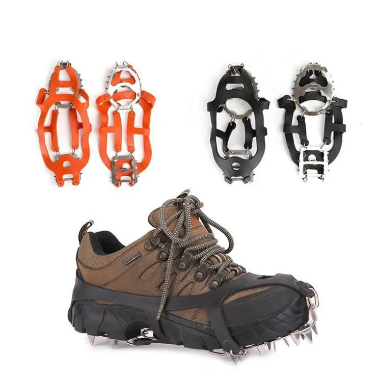 1 Paire 18 Grandes Pointes Crampons Extérieur Hiver Marche Pêche sur Glace Raquettes,Taille :, L Noir, L Orange