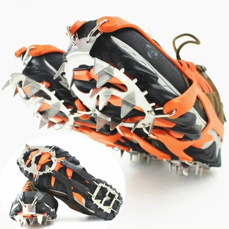 1 Paire 18 Grandes Pointes Crampons Extérieur Hiver Marche Pêche sur Glace Raquettes,Taille :, L Noir, L Orange