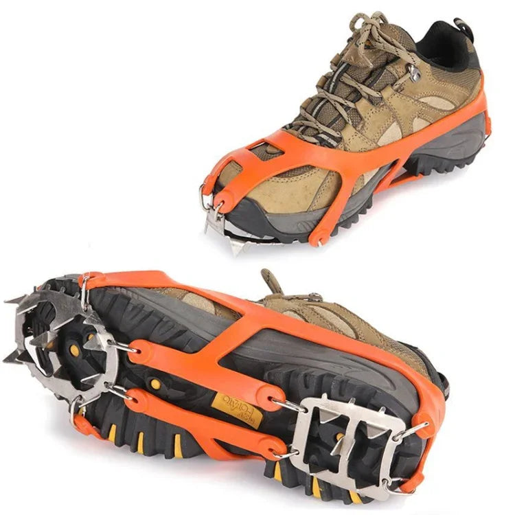 1 Paire 18 Grandes Pointes Crampons Extérieur Hiver Marche Pêche sur Glace Raquettes,Taille :, L Noir, L Orange