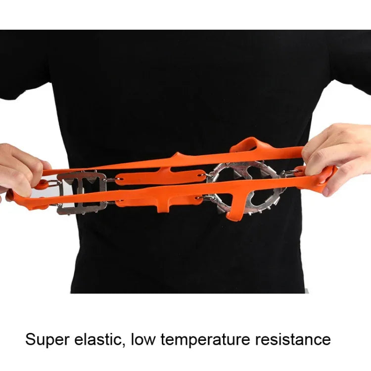 1 Paire 18 Grandes Pointes Crampons Extérieur Hiver Marche Pêche sur Glace Raquettes,Taille :, L Noir, L Orange