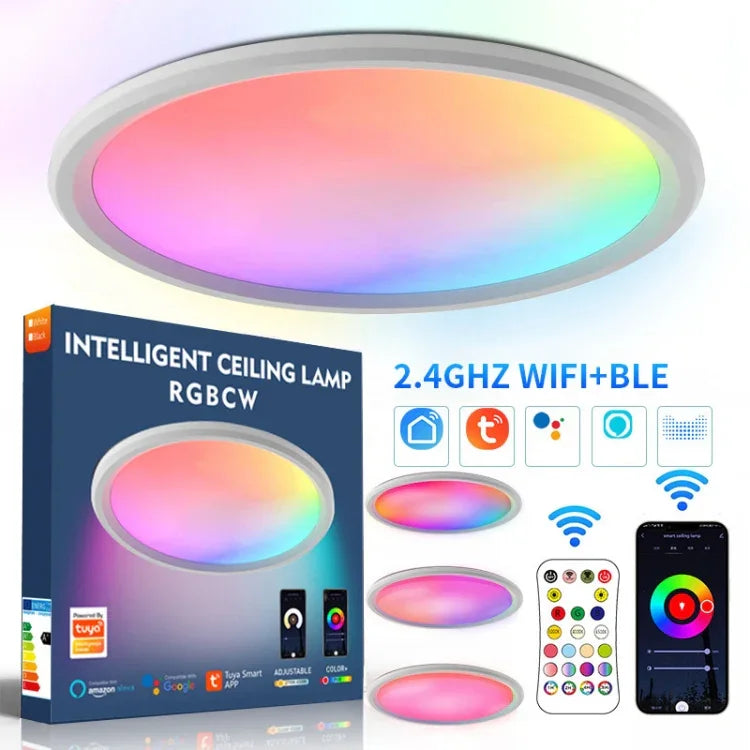 Plafonnier LED WiFi Bluetooth 2.4G avec télécommande, Tension :, Norme UE 220V-240V, Norme US 110V-130V