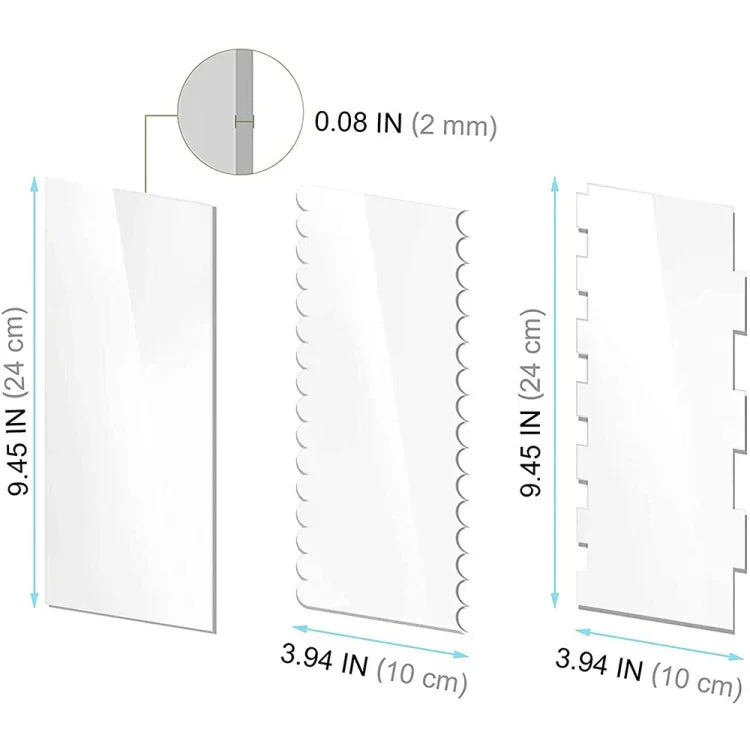 Ensemble de 6 outils de lissage et de raclage à gâteau en acrylique transparent 6 en 1