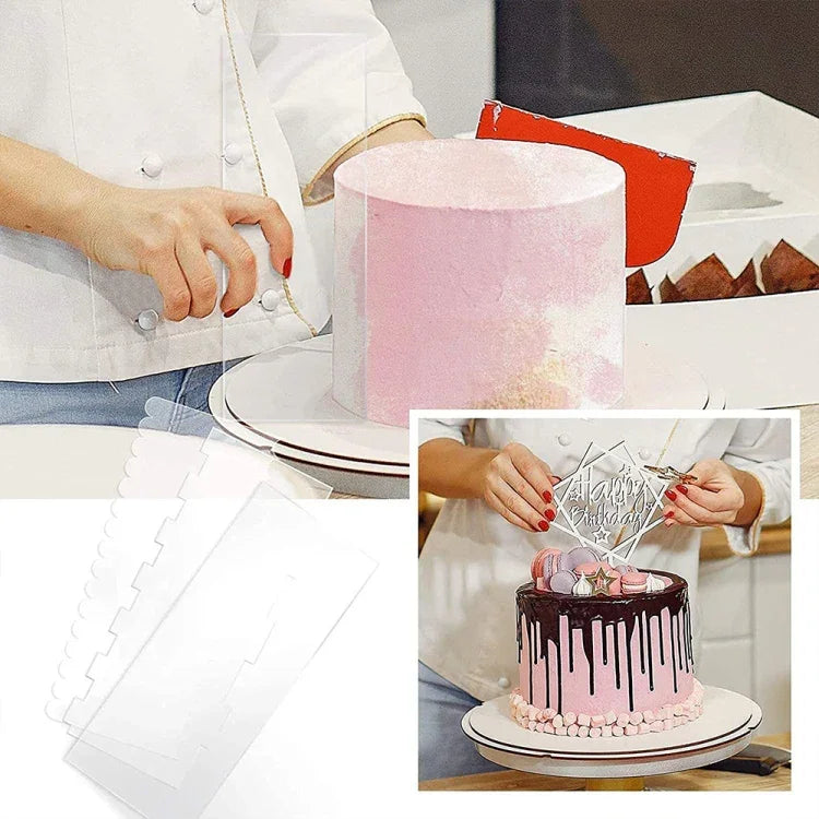 Ensemble de 6 outils de lissage et de raclage à gâteau en acrylique transparent 6 en 1
