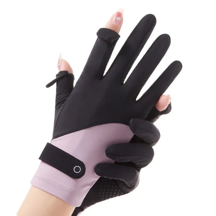 FSN02 1 paire de gants fins, respirants, rafraîchissants, antidérapants, en soie glacée, résistants aux UV, pour le cyclisme et la conduite, taille unique